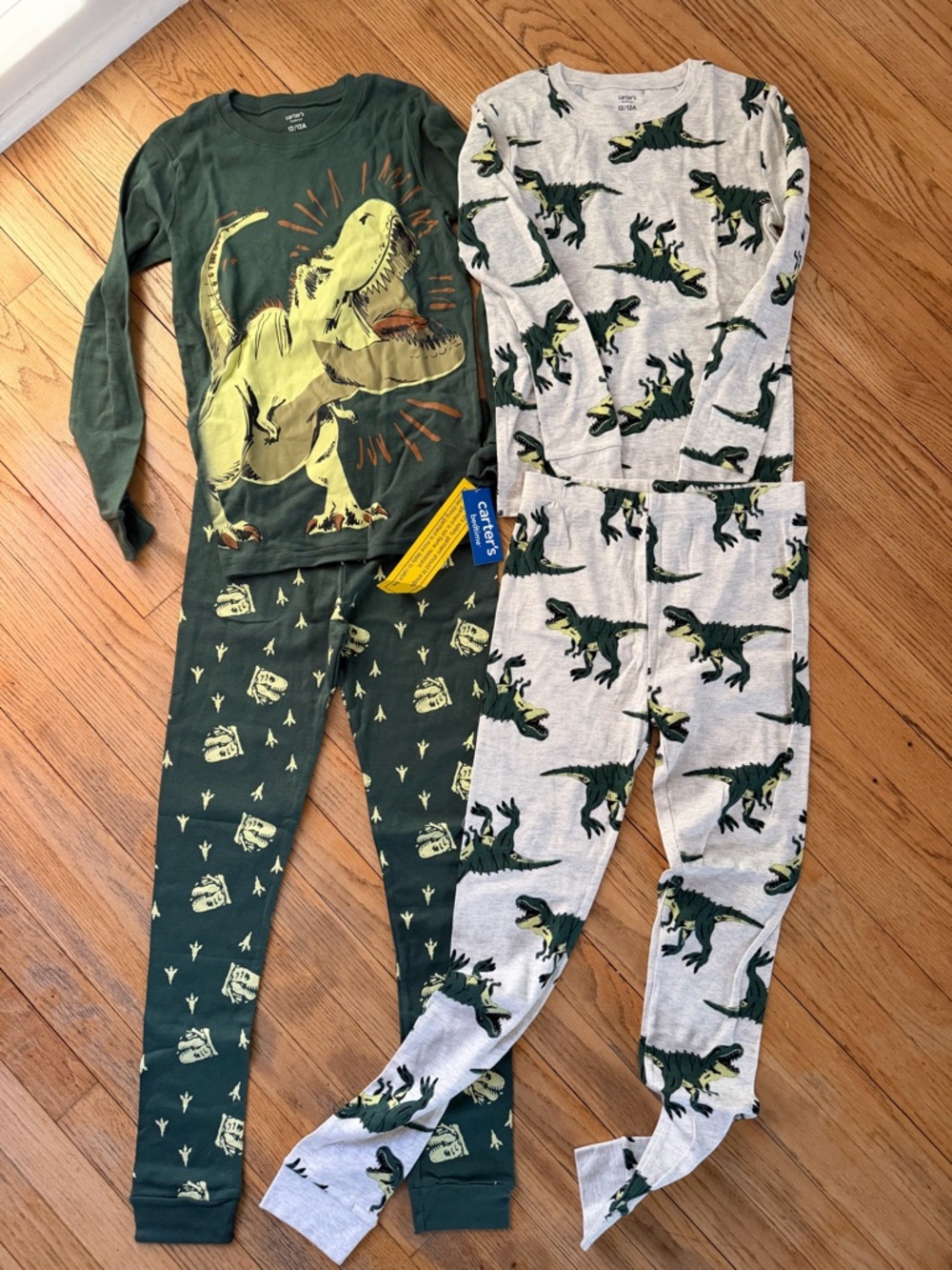 Carter’s Boys Dinosaur Pajama Bundle 12A NWT 2 Sets Long Sleeve PJs
